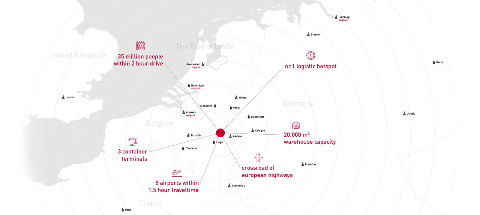 Infographic of the multimodal connections of Maasterminal Maastricht