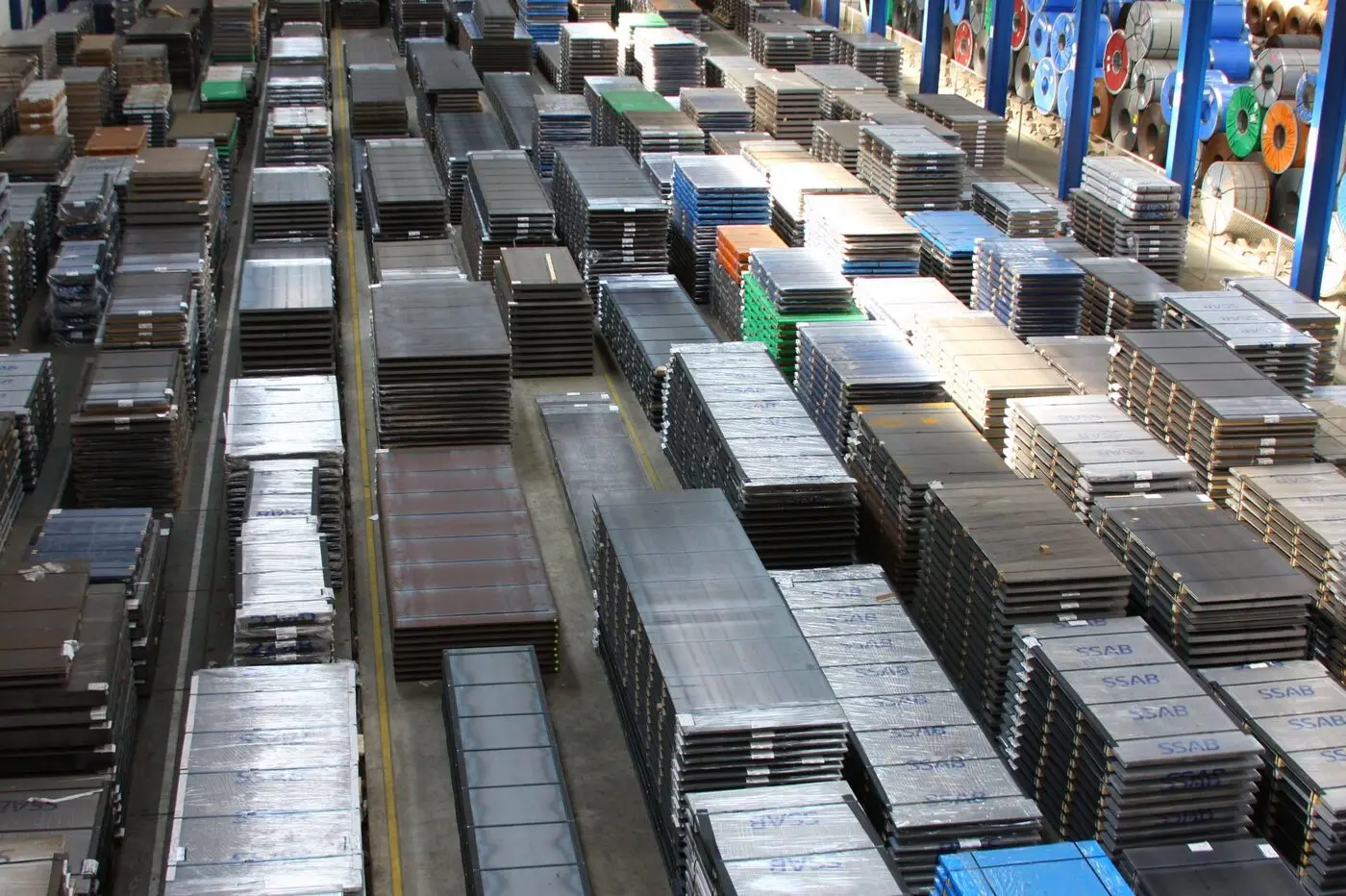 Steel storage inside one of the three specialized warehouses